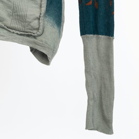 Christian Dior Teal Wool, Silk, & Cashmere-Blend Floral Cropped Sweater - Picture 5 of 10